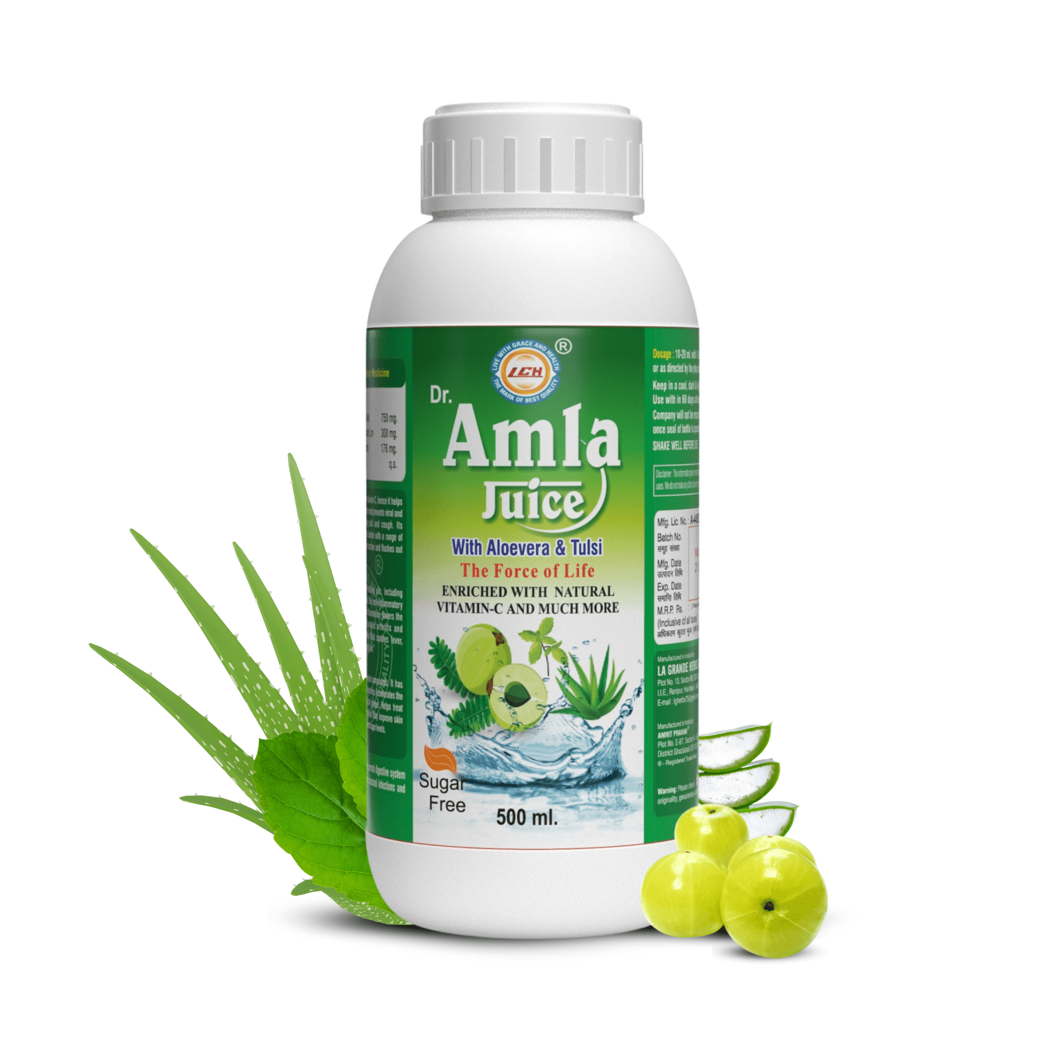 LGH Amla Juice with 3 Added Herbs, 500ml, Natural Detox Helps with Metabolism - Image 2