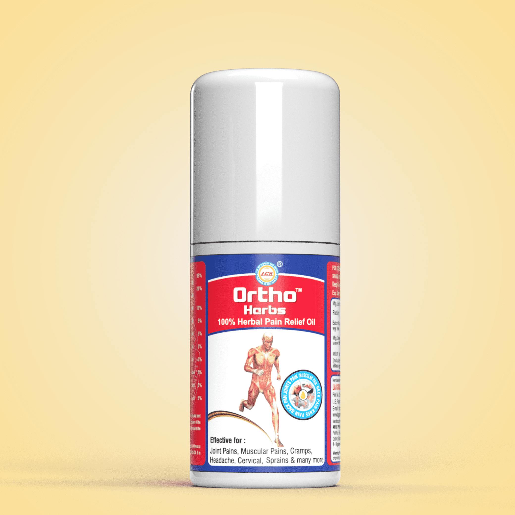 LGH Orthoherbs Pain Relief Oil Roll-On 50ml, Fast-Acting Roll-On for Muscle & Joint Pain