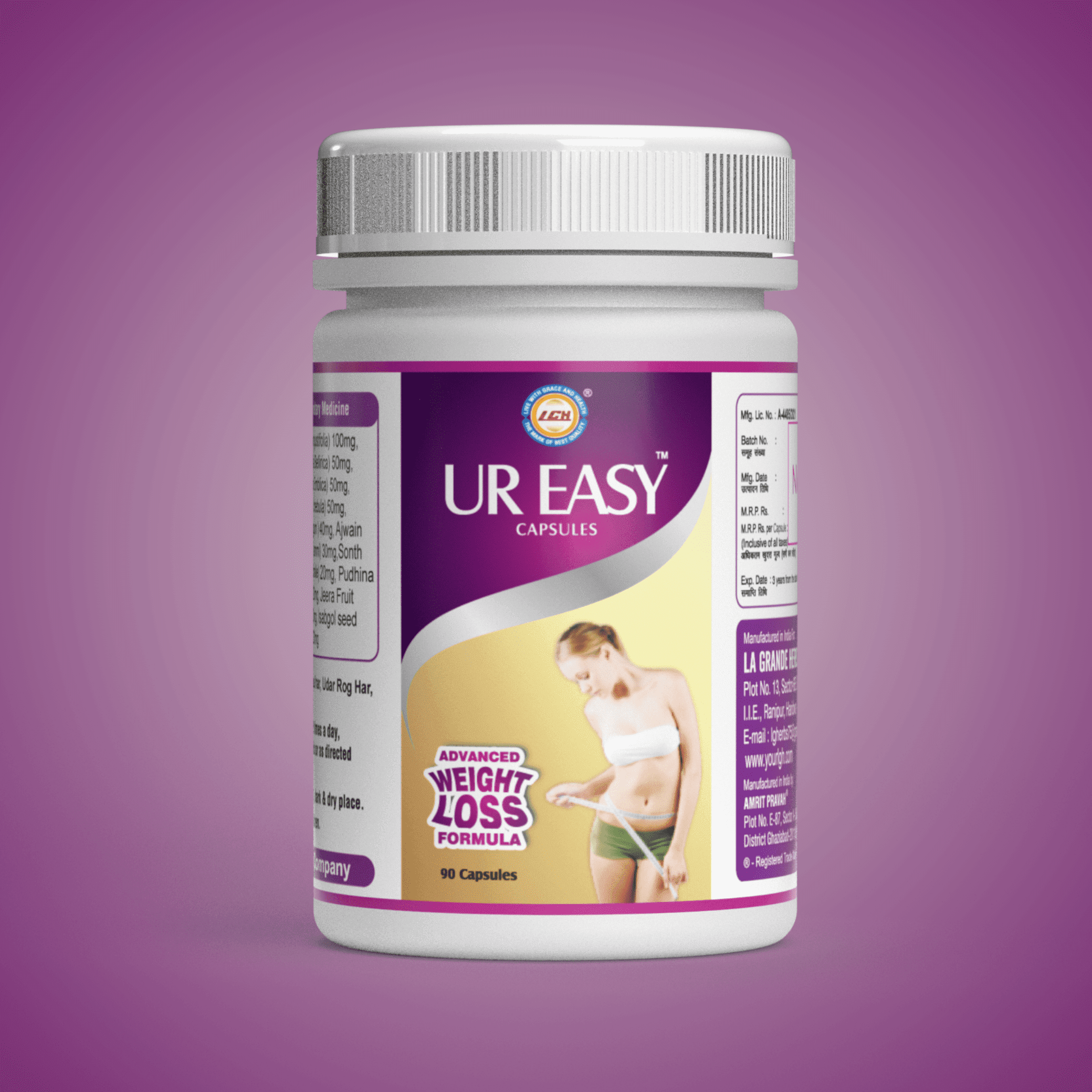 LGH UR Easy Capsules, Weight Loss Capsules, Metabolism Support & Digestive Wellness, 90 Capsules