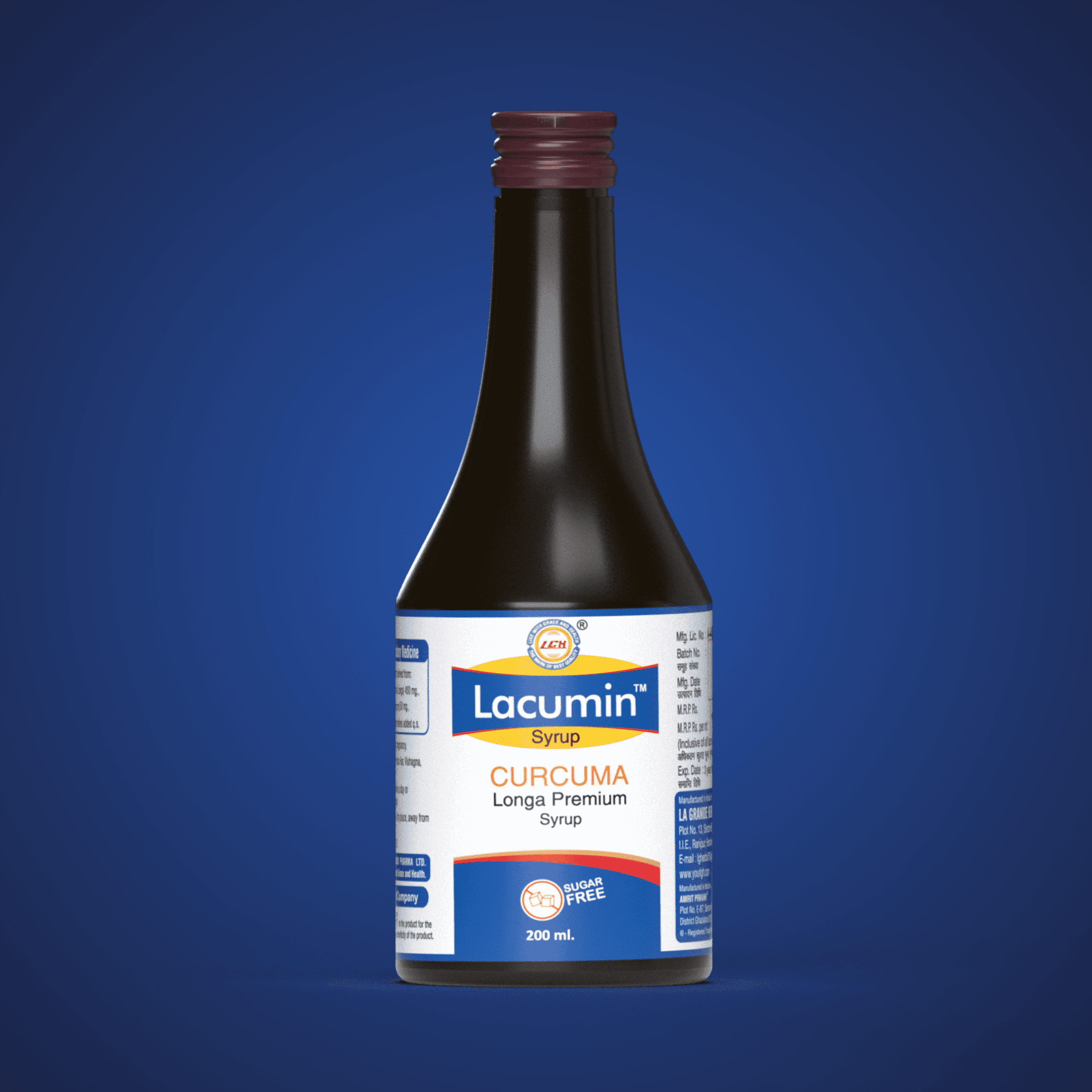 LGH Lacumin Syrup 200ml, Curcumin Syrup, Haldi, Ayurvedic Joint Care Supplement, Supports Clean Skin & Inflammation Balance, Sugar Free, 200ml